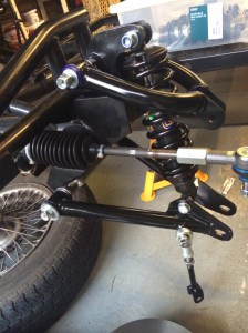 Here I have the lower wishbone the wrong way up making fixing the damper impossible! These wishbones need to go on the other side of the car!