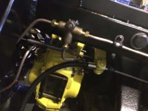 You can see the spring connected to the new bracket and the handbrake callipers.